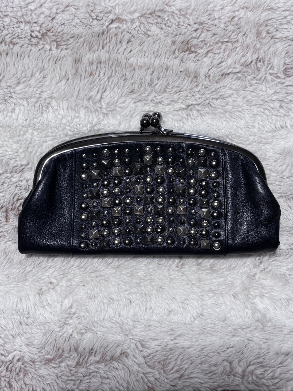 Nordstrom Studded Black Genuine Leather Clutch